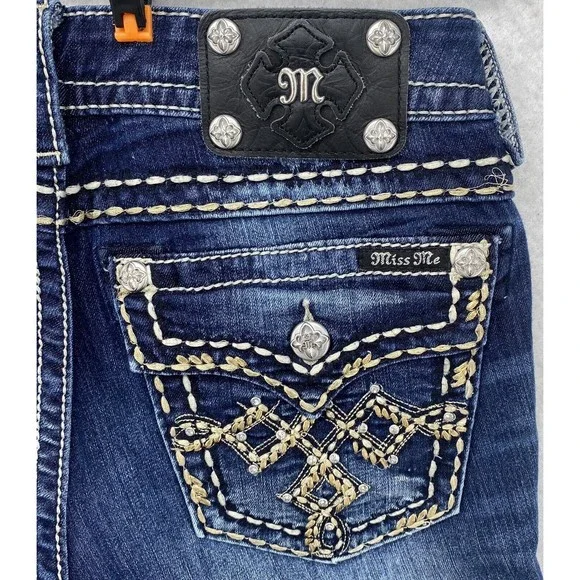 Miss Me Womens  Signature Rise Skinny Jeans Embellished Pockets Blue Size 29 - Picture 6 of 16